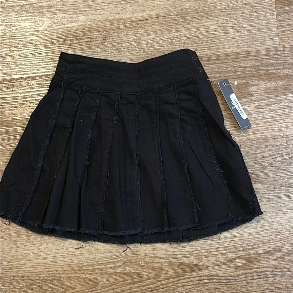 Pleated Denim Tennis Skirt